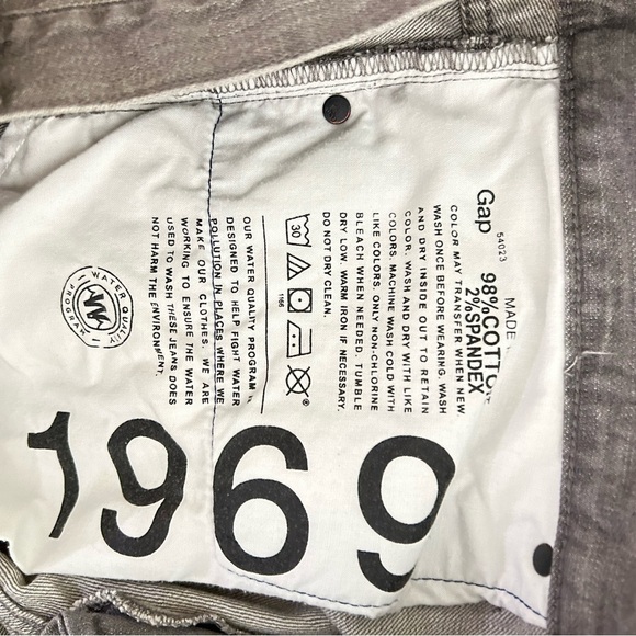 Men’s GAP 1969 Classic light Gray Straight denim Jeans stretch cotton 38 x 32 - Picture 8 of 8